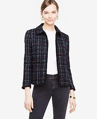 Ann Taylor Tweed Fringe Jacket