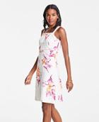 Ann Taylor Floral Cutout Square Neck Sheath Dress