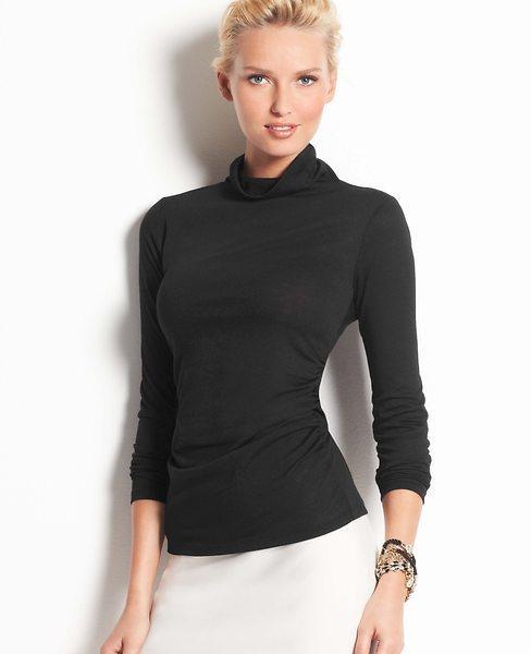 Ann Taylor Petite Side Ruched Turtleneck