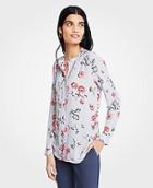 Ann Taylor Floral Pintucked Blouse