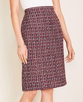Ann Taylor Tweed Flounce Back Pencil Skirt