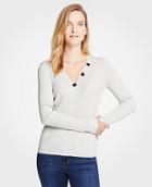Ann Taylor Button V-neck Ribbed Sweater