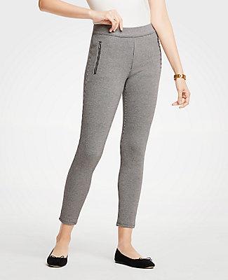 Ann Taylor Houndstooth Zip Pocket Leggings
