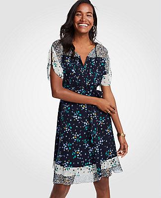 Ann Taylor Mixed Floral Flounce Dress