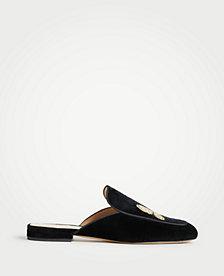 Ann Taylor Harmony Embroidered Velvet Slides