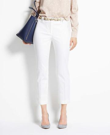 Ann Taylor Curvy Cotton Sateen Cropped Pants, White - Size 0