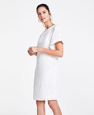 Ann Taylor Leaves Jacquard Flutter Sleeve T-shirt Dress