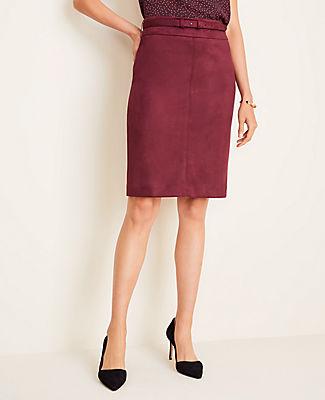 Ann Taylor Faux Suede Belted Pencil Skirt