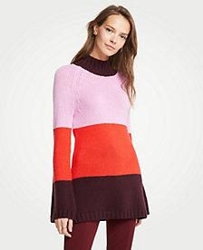 Ann Taylor Striped Mock Neck Tunic Sweater
