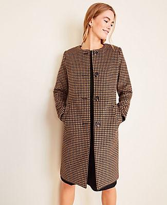 Ann Taylor Houndstooth Jewel Neck Coat