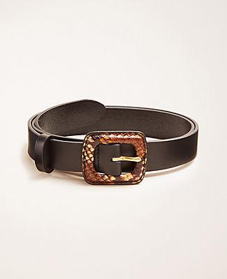 Ann Taylor Snakeskin Print Buckle Trouser Belt