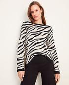 Ann Taylor Zebra Print Boatneck Sweater