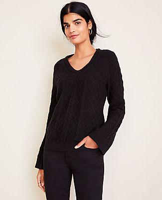 Ann Taylor V-neck Cable Sweater