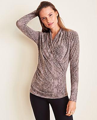 Ann Taylor Snake Print Wrap Top