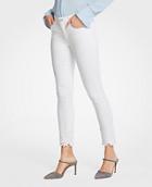 Ann Taylor Modern Lace Hem Skinny Ankle Jeans In White
