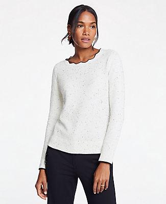 Ann Taylor Scalloped Tipped Sweater