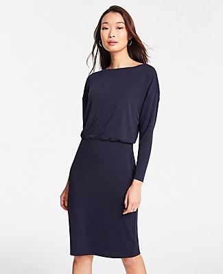 Ann Taylor Matte Jersey Shirred Sheath Dress