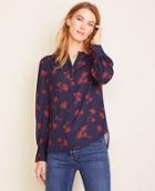 Ann Taylor Floral Mixed Media Henley Popover