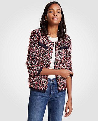 Ann Taylor Textured Tweed Pocket Jacket