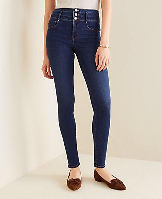 Ann Taylor Curvy Sculpting Pockets High Rise Skinny Jeans In Classic Indigo Wash