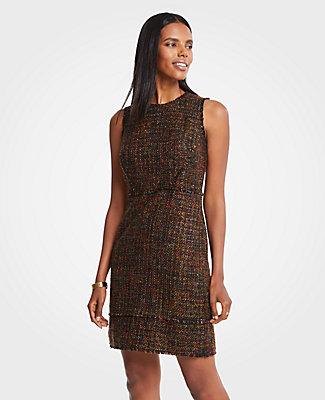 Ann Taylor Mixed Fringe Tweed Dress