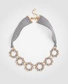 Ann Taylor Circle Crystal Gingham Ribbon Necklace