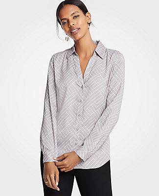 Ann Taylor Geo Essential Button Down Blouse