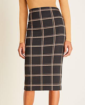 Ann Taylor Plaid Pull On Pencil Skirt