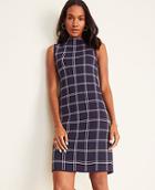 Ann Taylor Plaid Mock Neck Sweater Dress