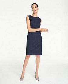 Ann Taylor Windowpane Boatneck Sheath Dress