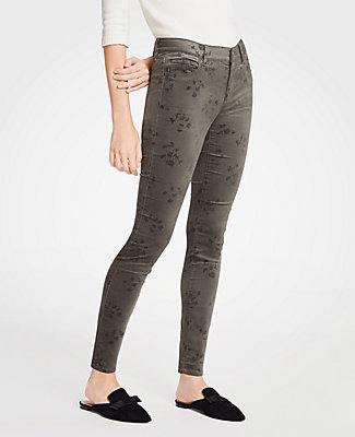 Ann Taylor Modern Skinny Embossed Floral Velvet Jeans