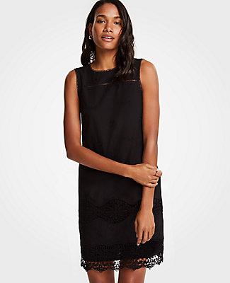 Ann Taylor Bauble Trim Lace Shift Dress