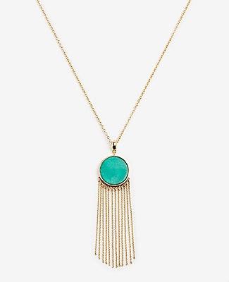 Ann Taylor Stone And Tassel Pendant Necklace