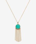 Ann Taylor Stone And Tassel Pendant Necklace