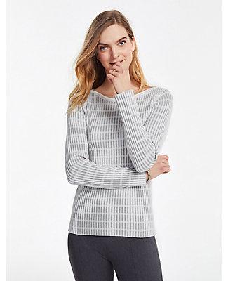 Ann Taylor Plaid Fitted Boatneck Sweater