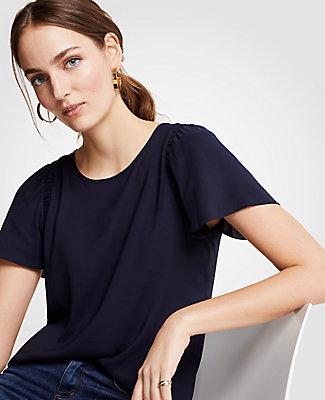 Ann Taylor Shirred Shoulder Tee