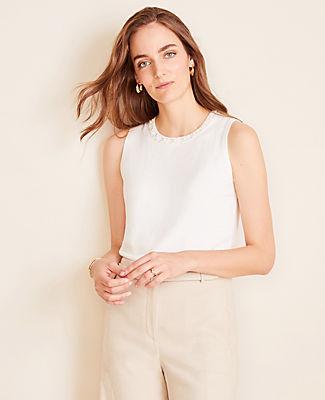 Ann Taylor Pearlized Neck Sweater Shell