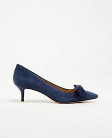 Ann Taylor Lynne Bow Suede Kitten Heels