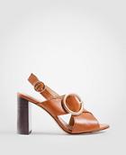 Ann Taylor Magda Leather Buckle Block Heel Sandals
