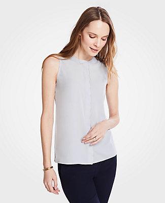 Ann Taylor Scalloped Placket Shell