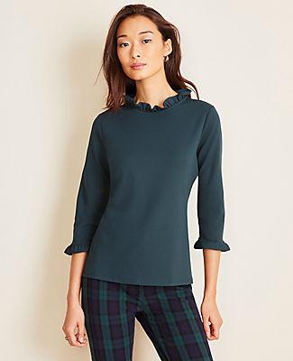 Ann Taylor Ruffle Neck Top