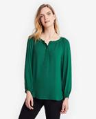 Ann Taylor Shirred Popover Blouse