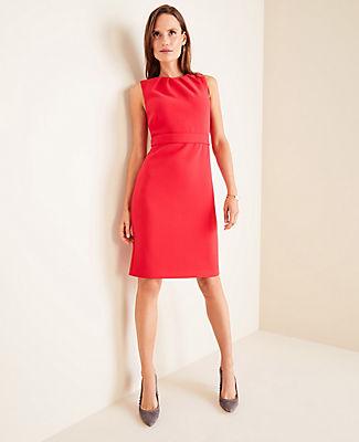 Ann Taylor Doubleweave Pleat Neck Sheath Dress