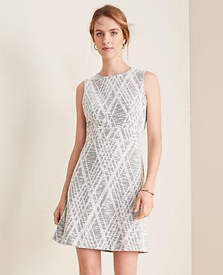 Ann Taylor Argyle Textured Flare Dress