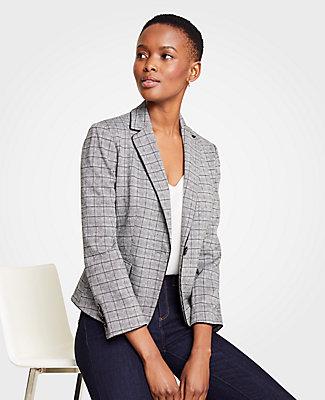 Ann Taylor Piped Glen Plaid Newbury Blazer