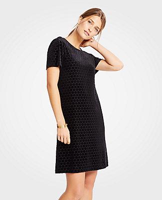 Ann Taylor Velvet Dot T-shirt Shift Dress