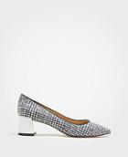 Ann Taylor Bette Houndstooth Flannel Block Heel Pumps