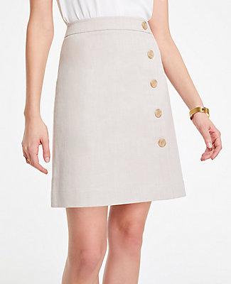 Ann Taylor Curvy Button Textured A-line Skirt