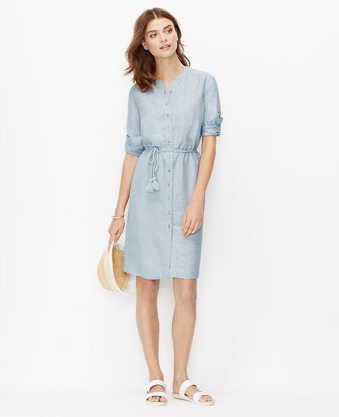 Ann Taylor Breezy Shirtdress, Deep Blue Fog - Small