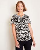 Ann Taylor Spotted Mixed Media Button Down Top